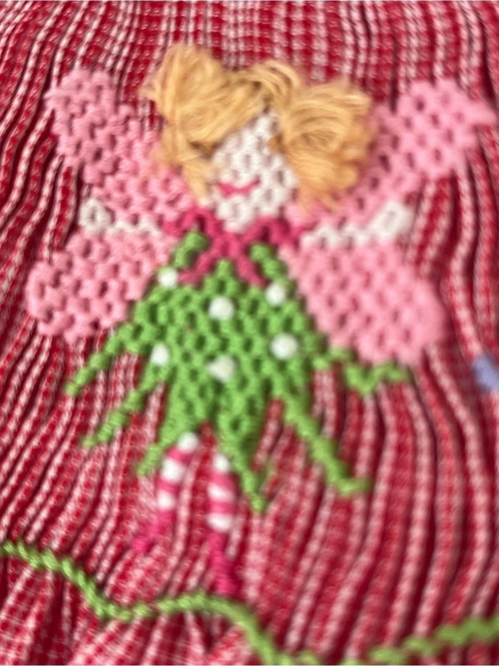 Girls' Red Gingham Smocked Bishop Dress FAIRIES size 4-5